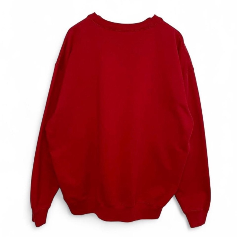 Bright Red Crewneck Sweater with Handprint Design - Picture 4 of 6